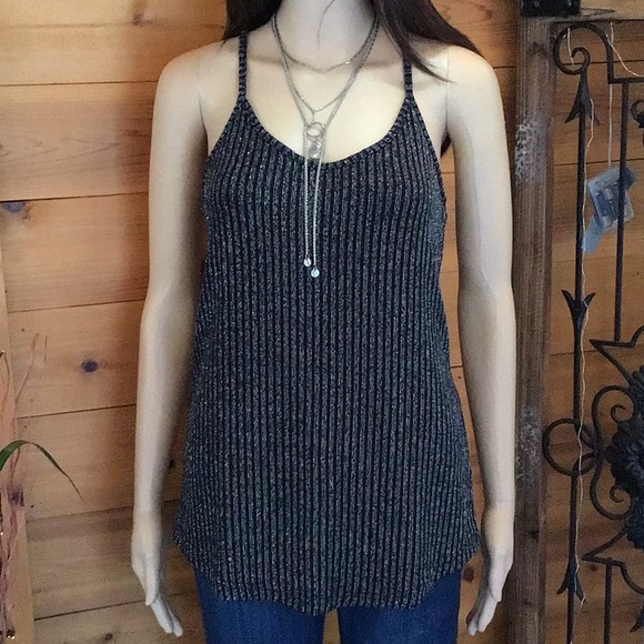 SILVER SPARKLE and BLACK KNIT TANK TOP - Picture 9 of 12